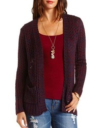 Charlotte Russe Marled Open Knit Cardigan Sweater