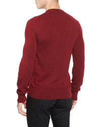 Tom Ford Classic Flat Knit Cashmere Crewneck Sweater Cherry