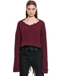 Burgundy Knit Cropped Sweater