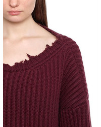 Unravel Cropped Wool Cashmere Rib Knit Sweater