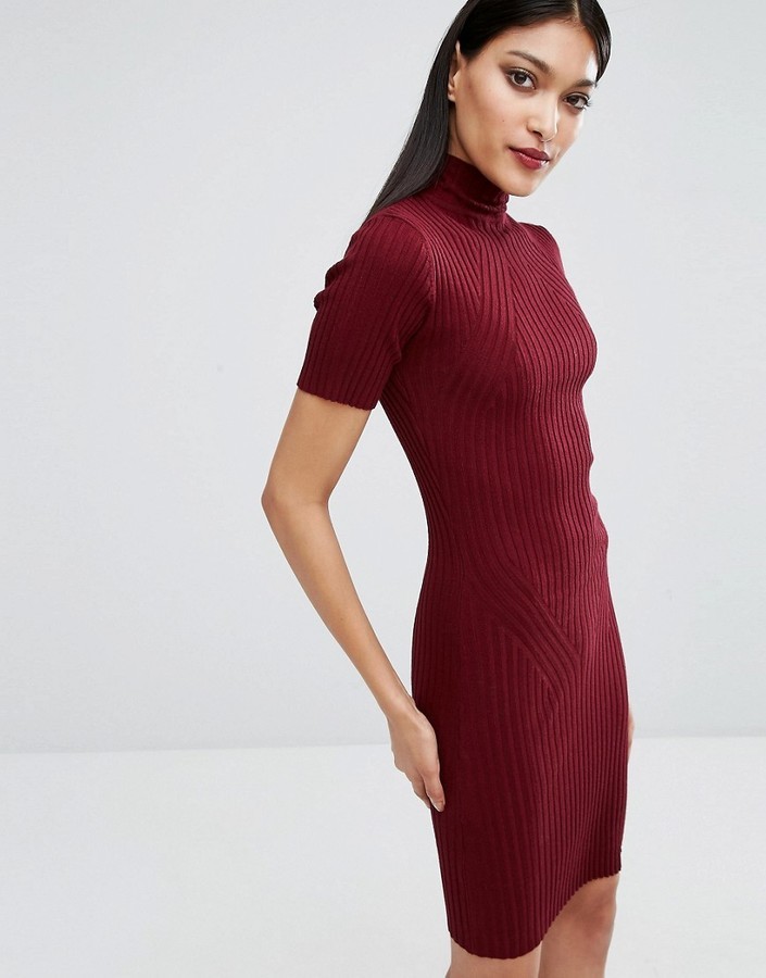 maroon knit dress