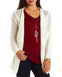 Charlotte Russe Cable Striped Open Knit Cascade Cardigan Sweater