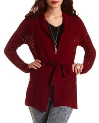 Charlotte Russe Belted Open Stitch Cardigan
