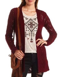 Charlotte Russe Open Front Pointelle Cardigan Sweater