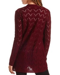 Charlotte Russe Open Front Pointelle Cardigan Sweater
