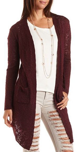 Charlotte Russe Slub Knit Duster Cardigan Sweater, $32