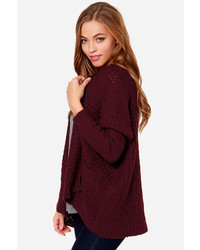 Just Chillin Burgundy Knit Cardigan Sweater