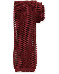 Peter Millar Silk Knit Contrast Tie Red
