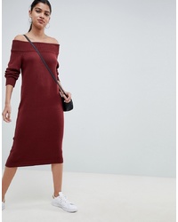 ASOS DESIGN Knit Dress In Off Shoulder Midi Shape