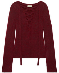 L'Agence Candela Lace Up Knitted Sweater Burgundy
