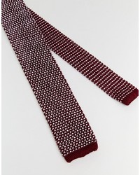 Asos Brand Wedding Knitted Tie In Oxblood