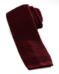 Charvet Knit Silk Tie Dark Red