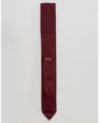 Asos Knitted Tie In Burgundy With Pointed End