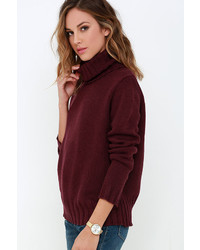 LuLu*s Always In Harmony Burgundy Turtleneck Sweater