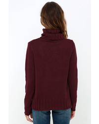 LuLu*s Always In Harmony Burgundy Turtleneck Sweater