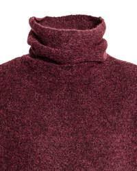 H&M Knit Turtleneck Sweater Burgundy Melange Ladies