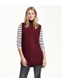 H&M Sleeveless Turtleneck Sweater Burgundy Melange Ladies