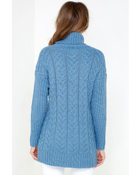 Glamorous Timeless Classic Blue Cable Knit Sweater
