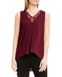 Vince Camuto Lace Inset V Neck Highlow Blouse