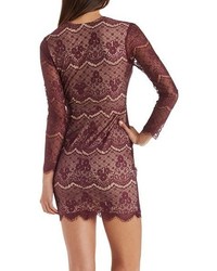 Charlotte Russe Plunging Lace Bodycon Dress
