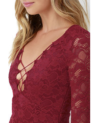 LuLu*s Entwine And Dine Wine Red Lace Dress