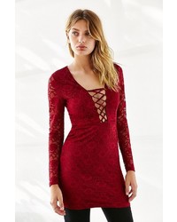 Oh My Love Lace Up Bodycon Lace Dress