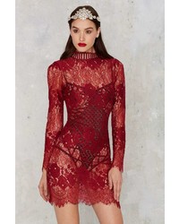 Factory Laced On A True Story Sheer Dress Burgundy