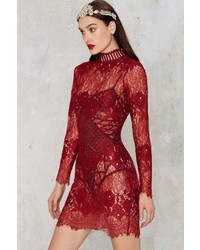 Factory Laced On A True Story Sheer Dress Burgundy