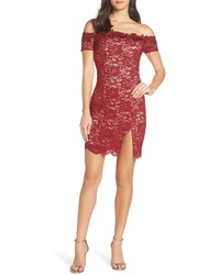Sequin Hearts Off The Shoulder Glitter Lace Sheath