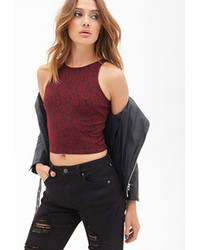 Burgundy Lace Cropped Top