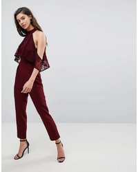 ASOS DESIGN Asos High Neck Lace Top Jumpsuit With Contrast Binding