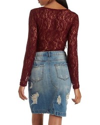 Caged Long Sleeve Lace Bodysuit