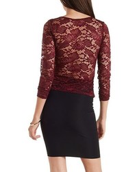 Charlotte Russe Long Sleeve Lace Wrap Top