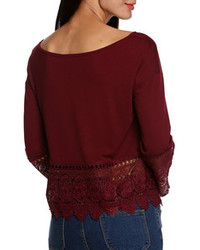 Lace Crochet Hollow Black T Shirt
