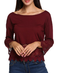 Lace Crochet Hollow Black T Shirt