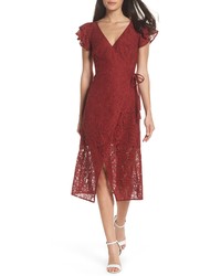 Ali & Jay Lace And Paper Flowers Wrap Midi Dress