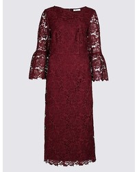 Marks and Spencer Lace Flute Sleeve Shift Midi Dress