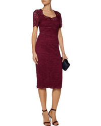Mikl Aghal Open Knit Trimmed Corded Lace Midi Dress