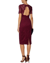 Mikl Aghal Open Knit Trimmed Corded Lace Midi Dress
