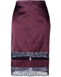 Burgundy Lace Pencil Skirt