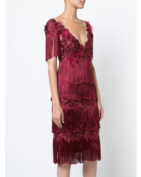 Marchesa Notte Embroidered And Fringed Dress