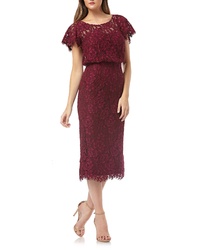 JS Collections Embroidered Lace Blouson Cocktail Dress