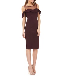 JS Collections Illusion Neck Ruffle Sleeve Cocktail Dress