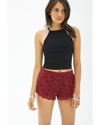 Burgundy Lace Shorts