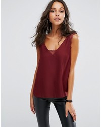 Asos Deep Plunge Lace Insert Camisole Tank