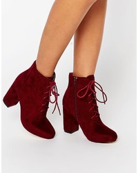 London Rebel Lace Up Block Heeled Ankle Boots