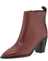 Acne Studios Acne Loma Grained Leather Point Toe Ankle Boot Burgundy