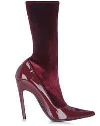 Balenciaga Boudoir Velvet And Leather Ankle Boots