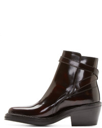 Yang Li Burgundy Leather Ankle Boots