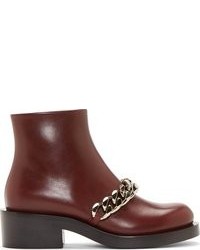 Givenchy Burgundy Leather Chain Laura Boots